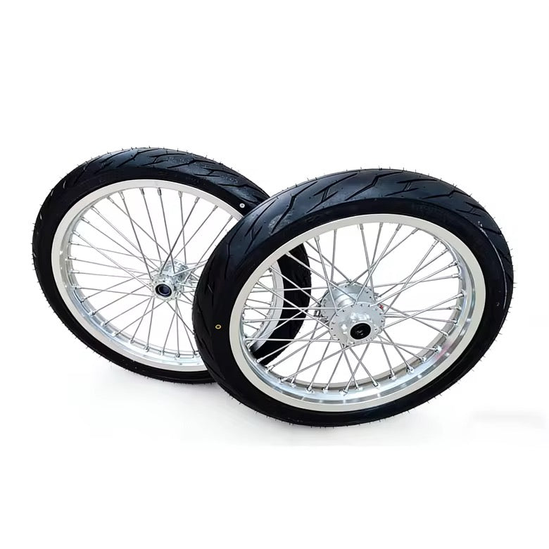 Black / Chrome Supermoto Wheel Set