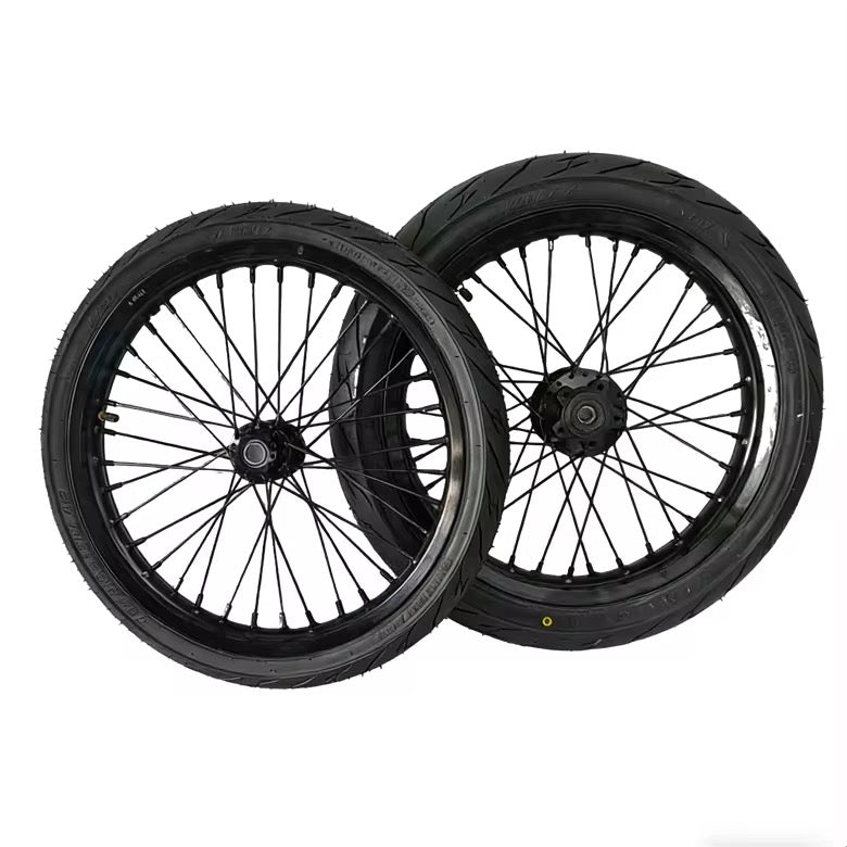 Black / Chrome Supermoto Wheel Set